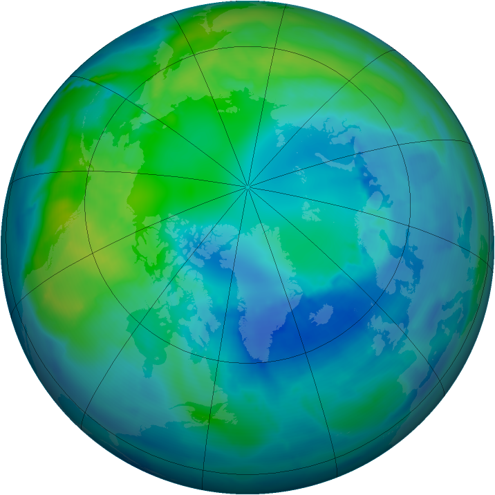 Arctic ozone map for 24 October 2012